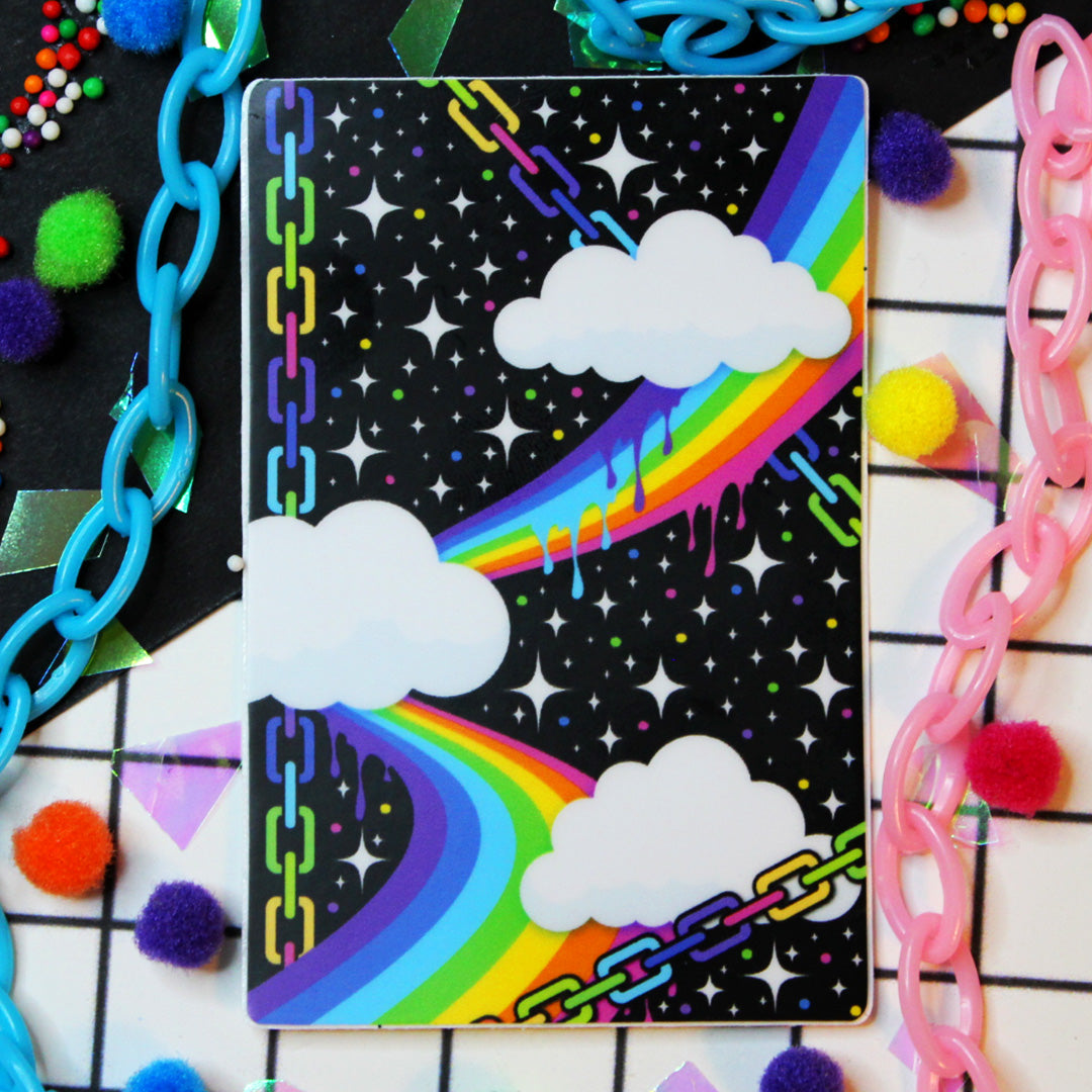 Kidcore aesthetic rainbow sticker.